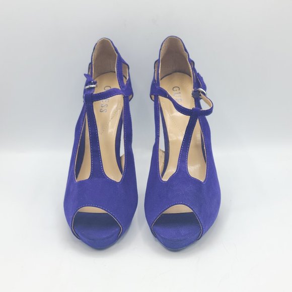 GUESS "WGZandra" T-Strap High Heels Platform Peep Toe Shoes - Picture 2 of 7